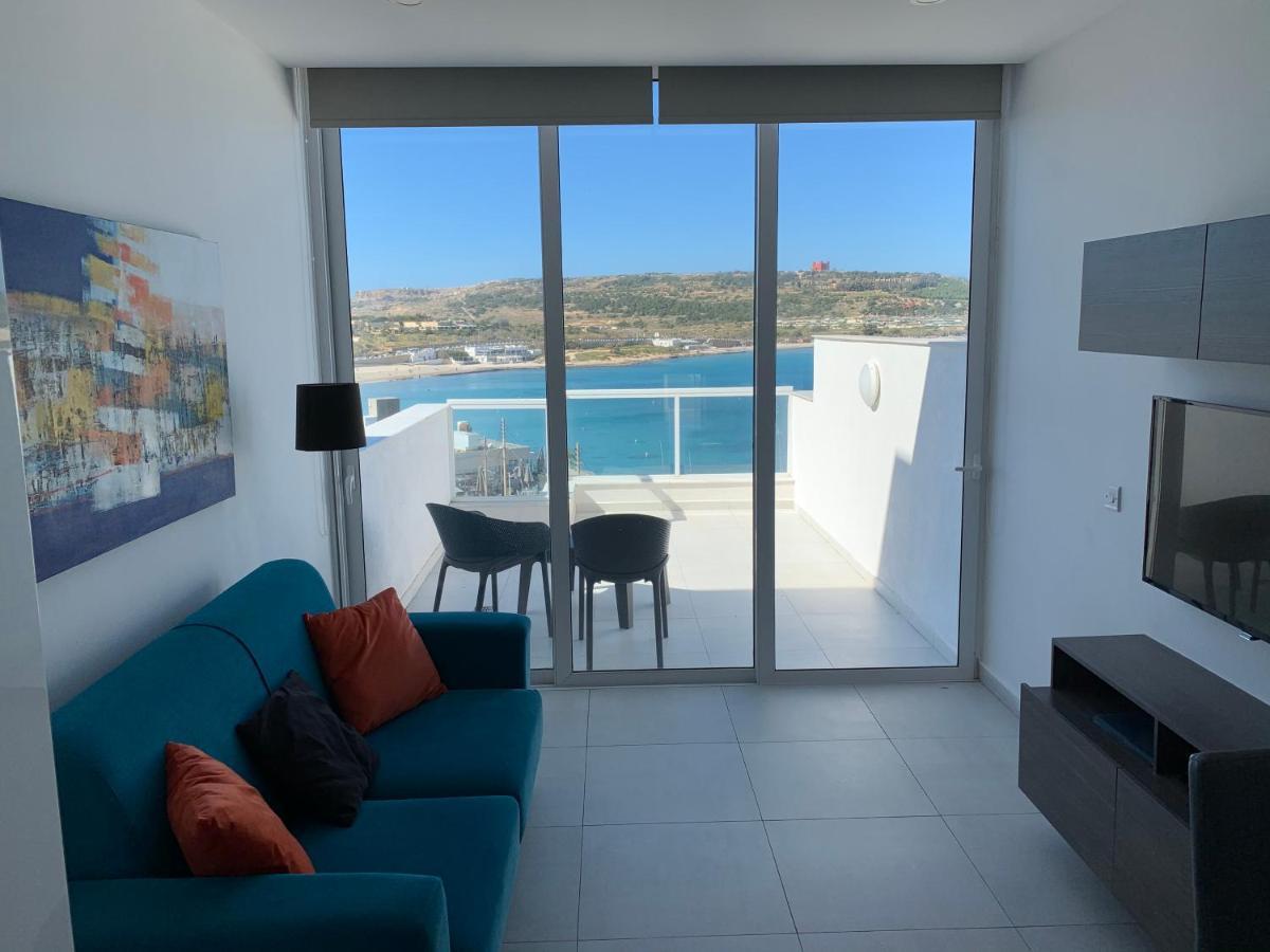 Sea View Penthouse Mellieha Bay Daire Dış mekan fotoğraf